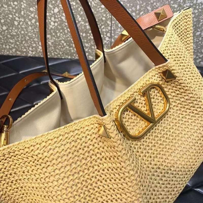 Valentino Garavani Natural Straw Summer Tote - Glimmer of Luxury