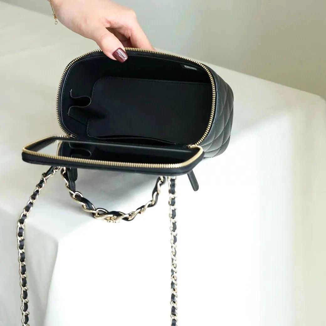 Chanel 22B Small Vanity with Top Handle in Black Lambskin AGHW