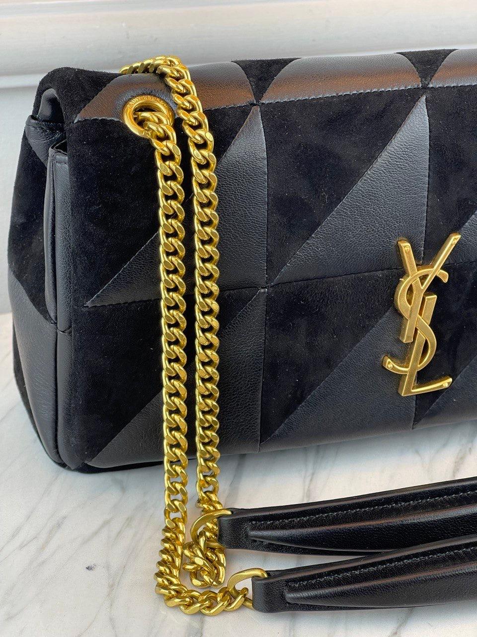 SAINT LAURENT
Kuzu Derisi Süet Patchwork Monogram Orta Jamie Yeşili