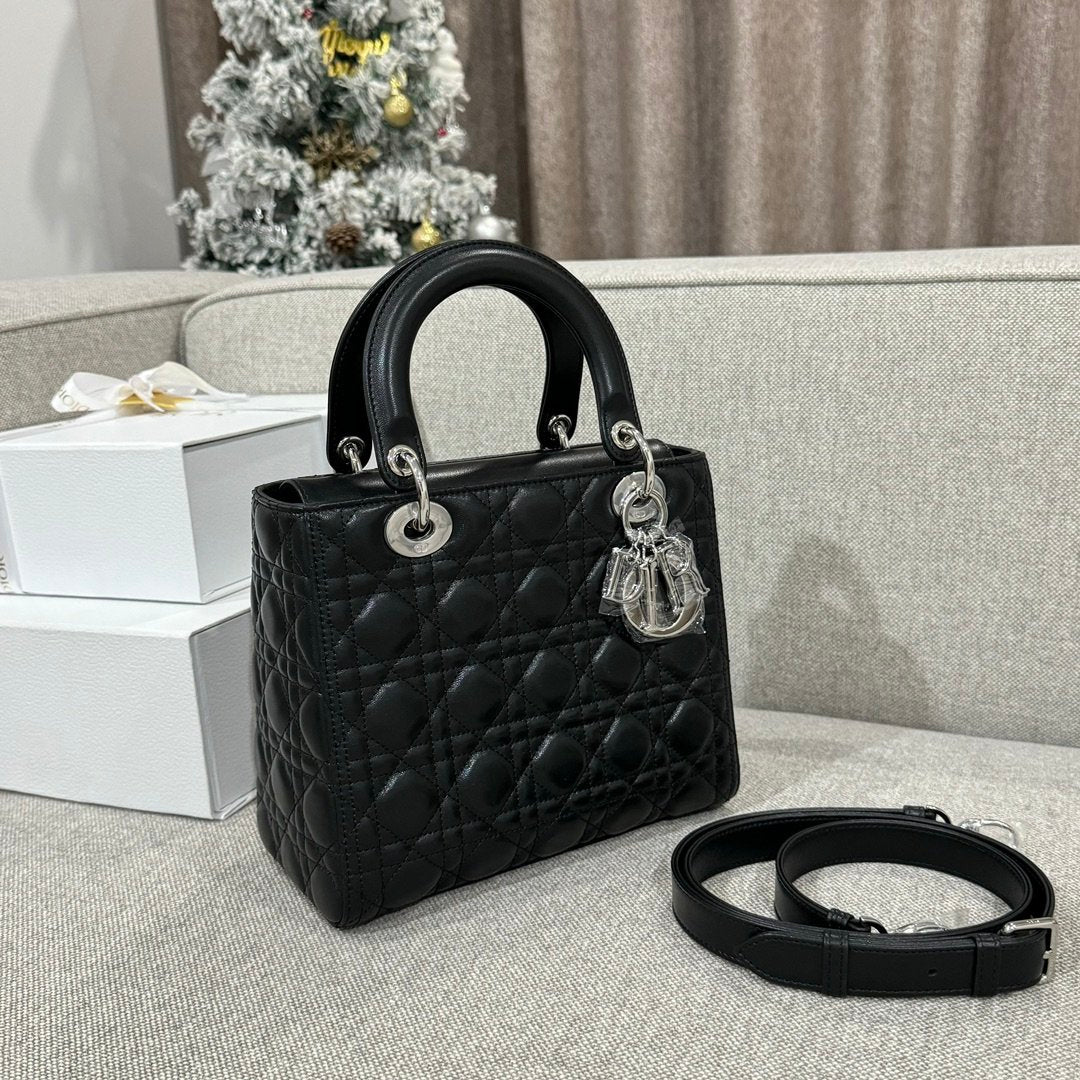 Lady Dior 24 Koyun Siyah Gümüş