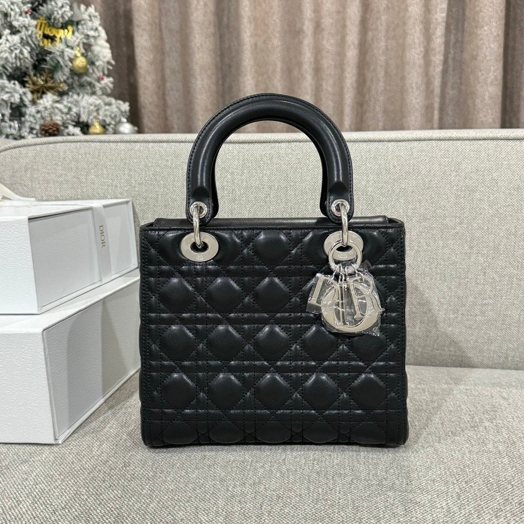 Lady Dior 24 Koyun Siyah Gümüş