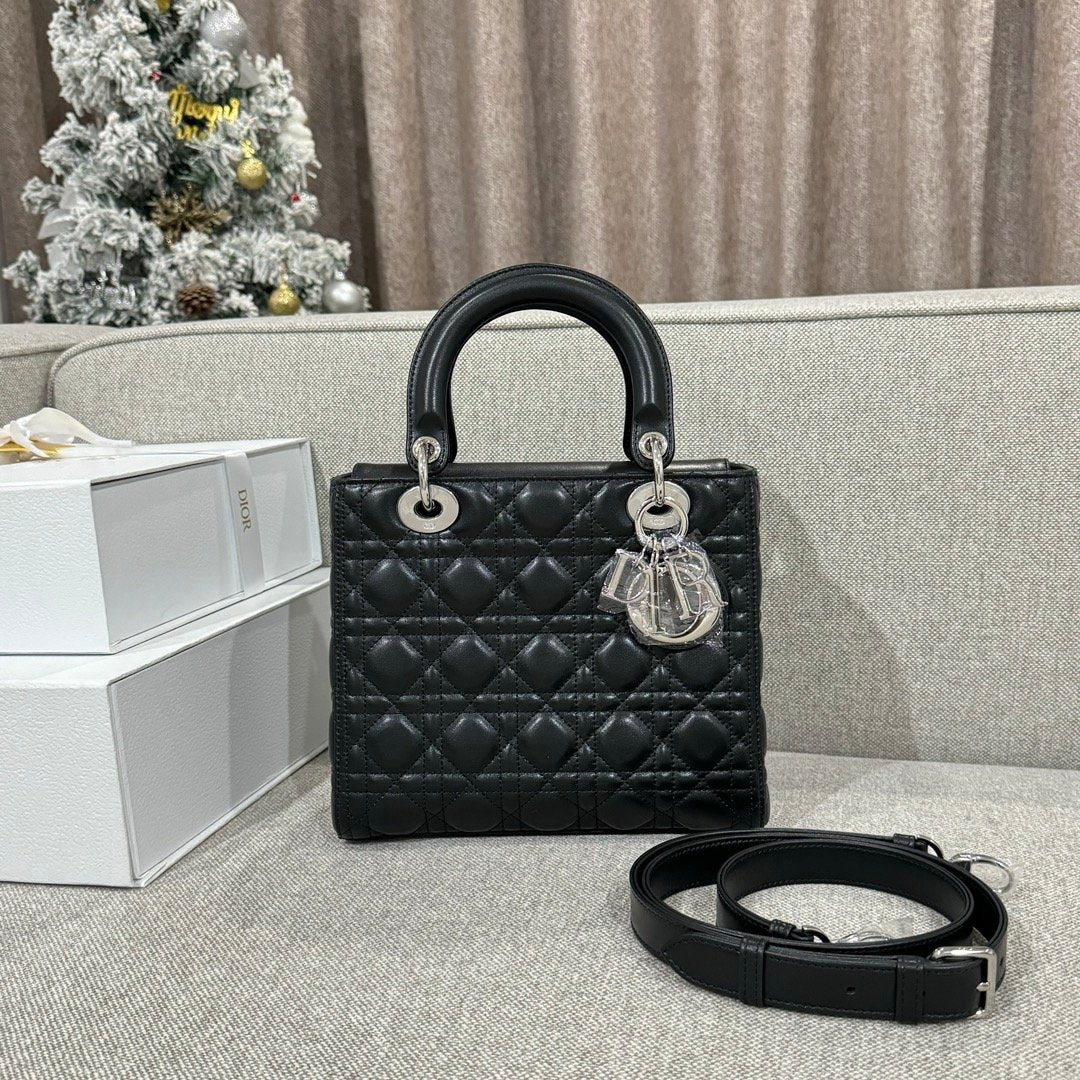 Lady Dior 24 Koyun Siyah Gümüş