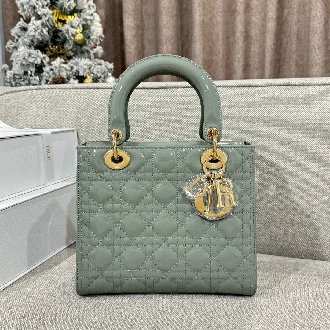 Dior Lady Orta Boy 24 Patent Deri Fil Grisi