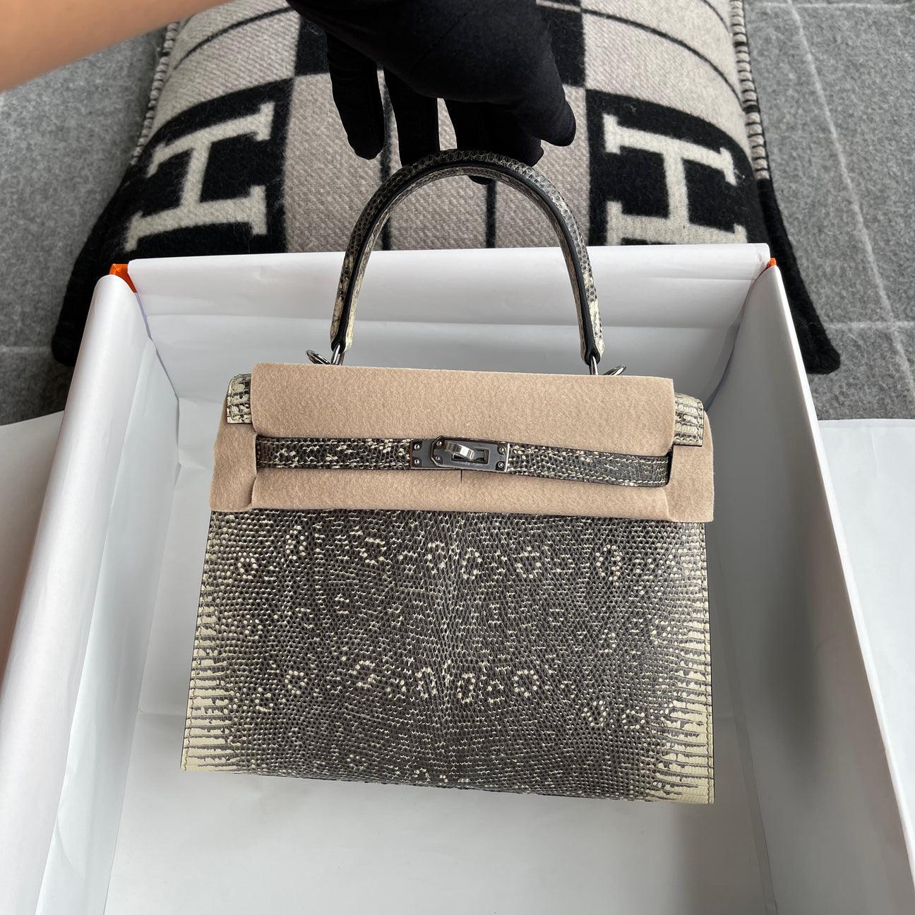 Hermès Kelly 25 Paladyum Donanımlı Lizard Deri Ombre (PHW) - Glimmer of Luxury