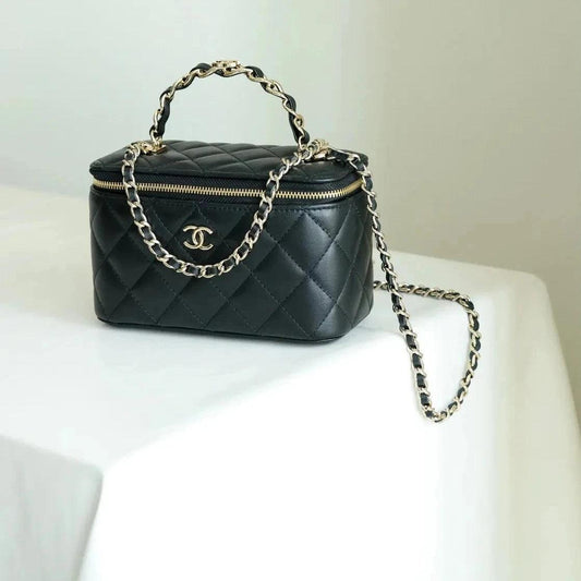 Chanel 22B Small Vanity with Top Handle in Black Lambskin AGHW