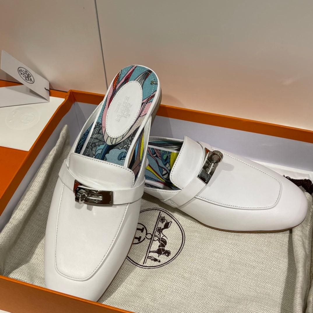 Hermès Oz Mules Beyaz Çok Renkli̇ Paladyum Donanımlı (PHW) - Glimmer of Luxury