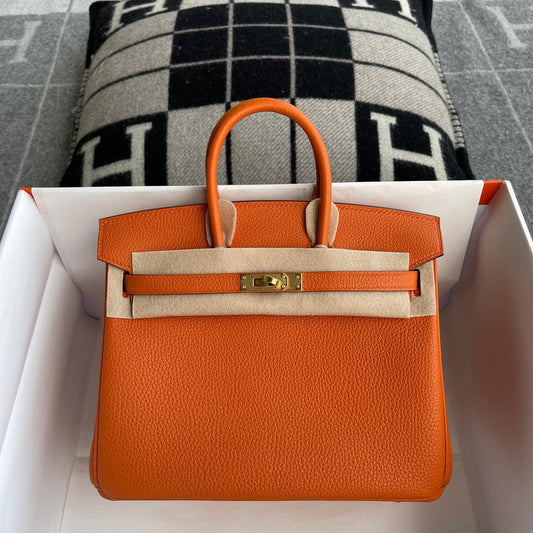 Hermès Birkin 25 Togo Deri Turuncu Altın Donanımlı (GHW)