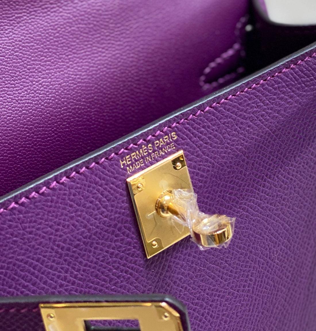 HERMES KELLY 20 MINI SELLIER ANEMONE EPSOM ALTIN DONANIM - Glimmer of Luxury