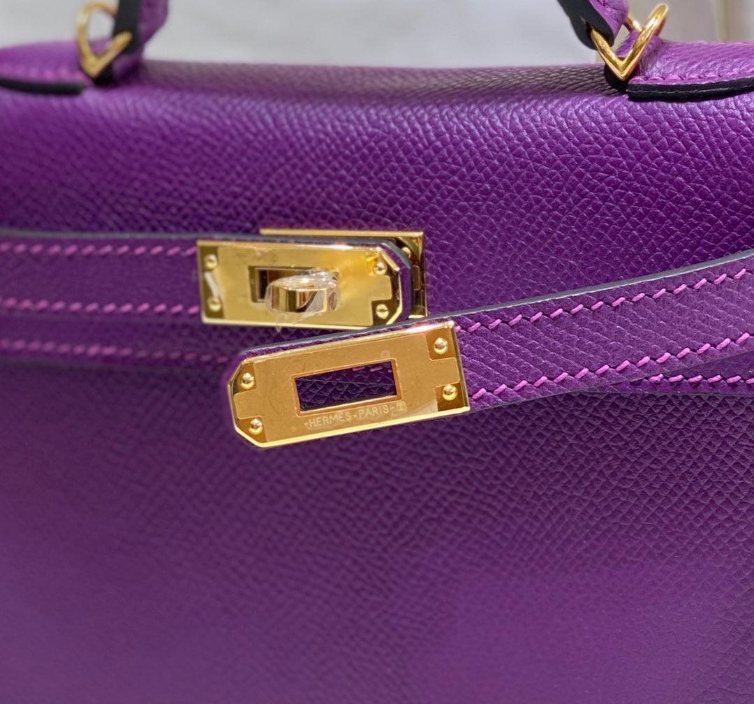 HERMES KELLY 20 MINI SELLIER ANEMONE EPSOM ALTIN DONANIM - Glimmer of Luxury