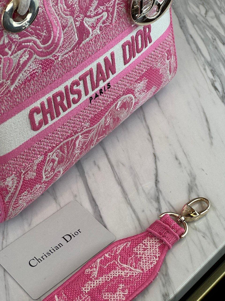 Christian Dior Lady Orta Floresan Pembe D-Lite Çanta