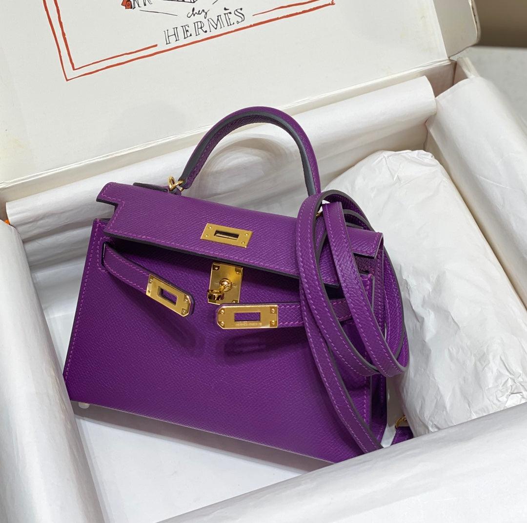 HERMES KELLY 20 MINI SELLIER ANEMONE EPSOM ALTIN DONANIM - Glimmer of Luxury