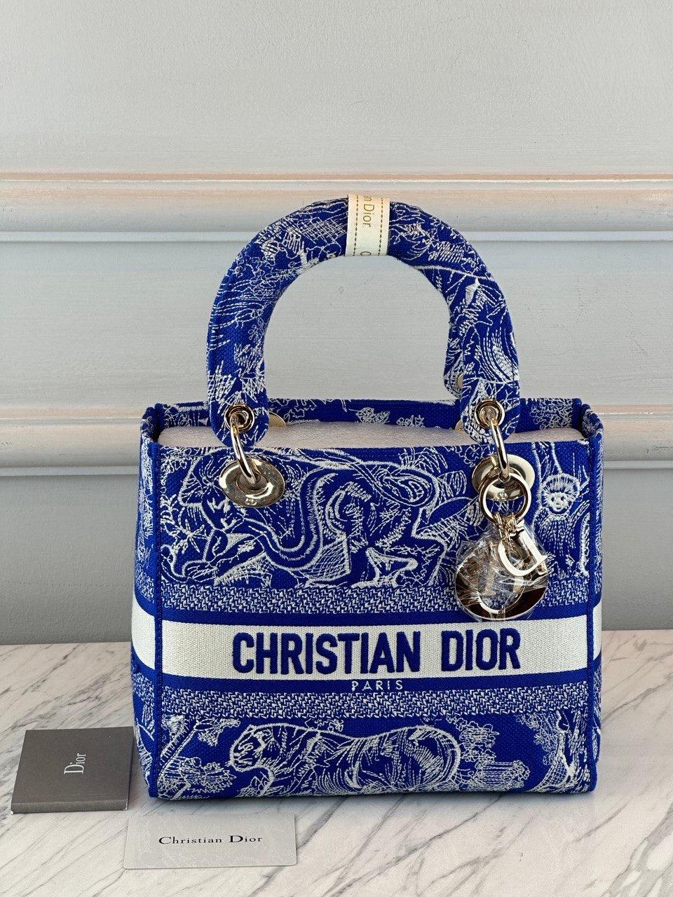 Christian Dior Lady Orta Floresan Mavi D-Lite Çanta