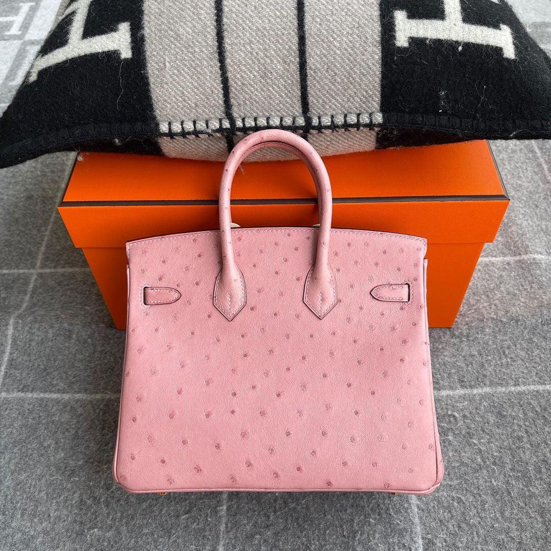 Hermès Birkin 25 Devekuşu Deri Pembe Terrakotta Altın Donanımlı (GHW) - Glimmer of Luxury