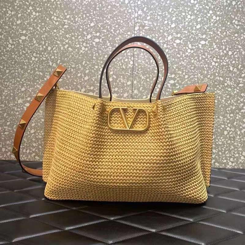 Valentino Garavani Natural Straw Summer Tote - Glimmer of Luxury