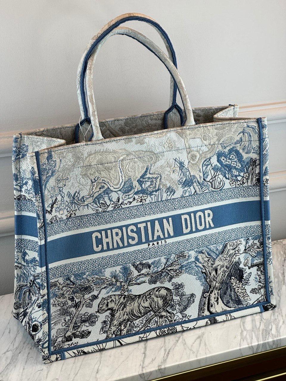 Christian Dior Büyük Mavi Toile de Jouy Degrade Nakış