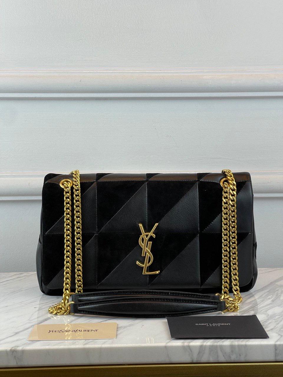 SAINT LAURENT
Kuzu Derisi Süet Patchwork Monogram Orta Jamie Yeşili