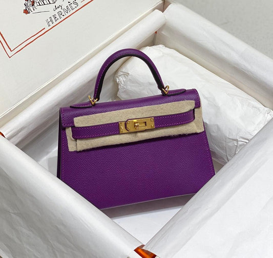 HERMES KELLY 20 MINI SELLIER ANEMONE EPSOM ALTIN DONANIM - Glimmer of Luxury