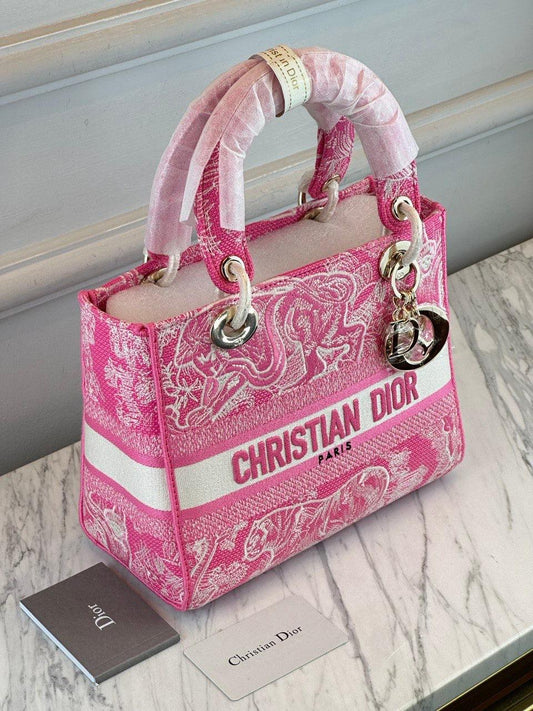 Christian Dior Lady Orta Floresan Pembe D-Lite Çanta