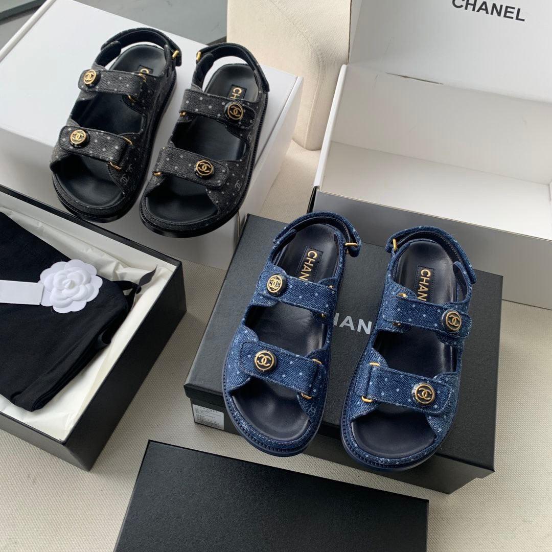 Chanel 21C Havar Deri Baba Sandaletler - Glimmer of Luxury