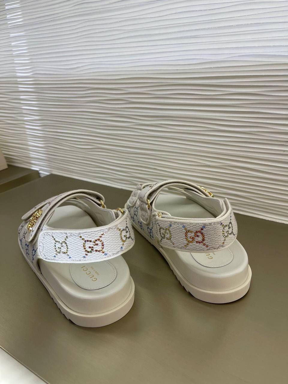 Gucci GG Kristal Baskılı Kanvas Sandalet - Glimmer of Luxury