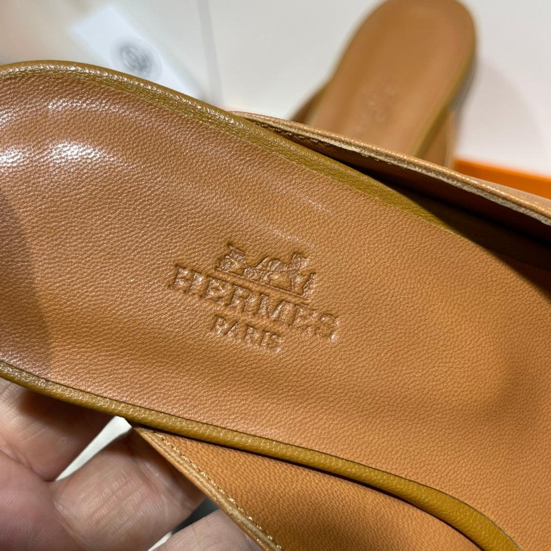 Hermès Oz Paladyum Donanımlı Altın ve Siyah Mules (PHW) - Glimmer of Luxury