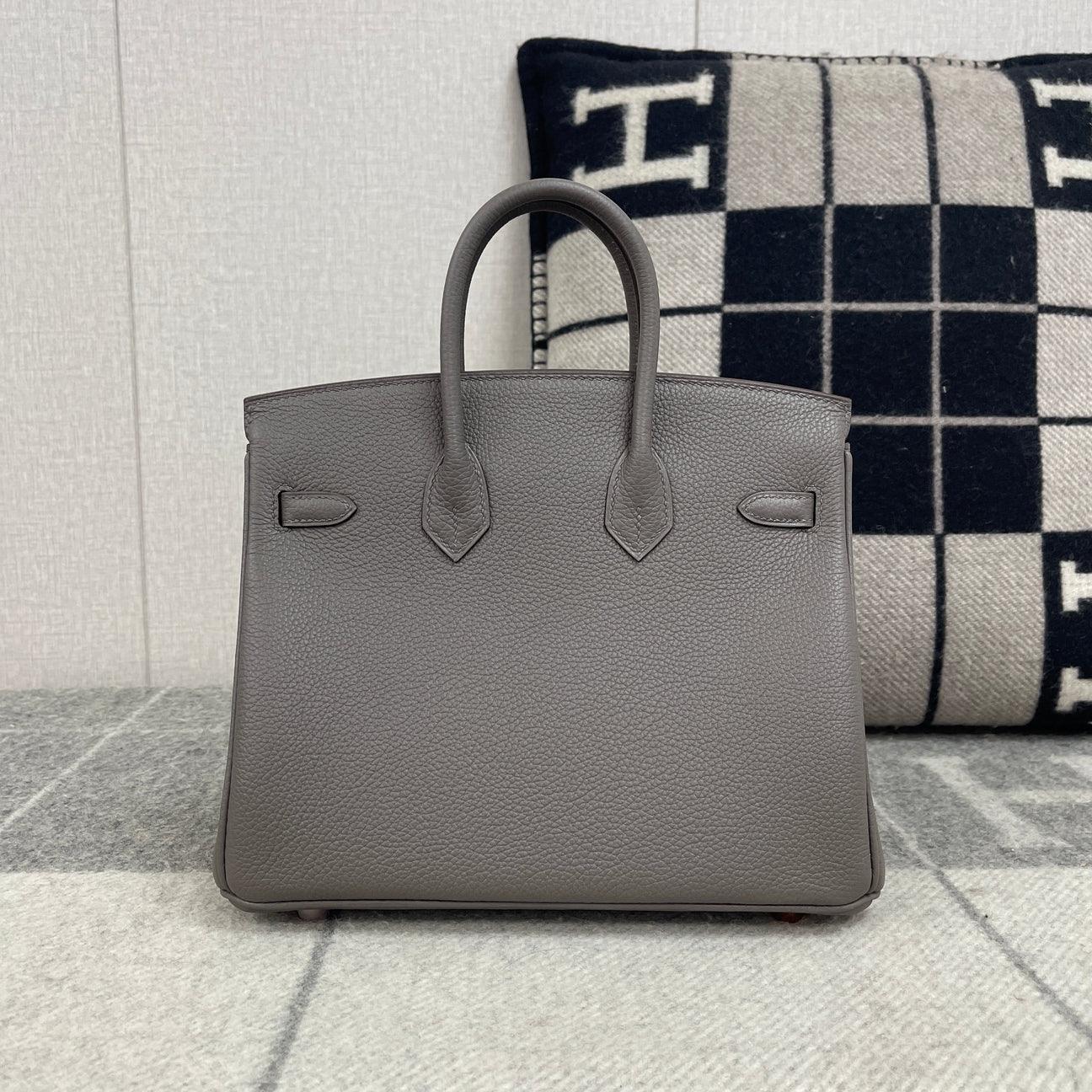 Hermès Birkin 25 Togo Deri Asfalt Gri Gül Altın Donanımlı (RGHW)