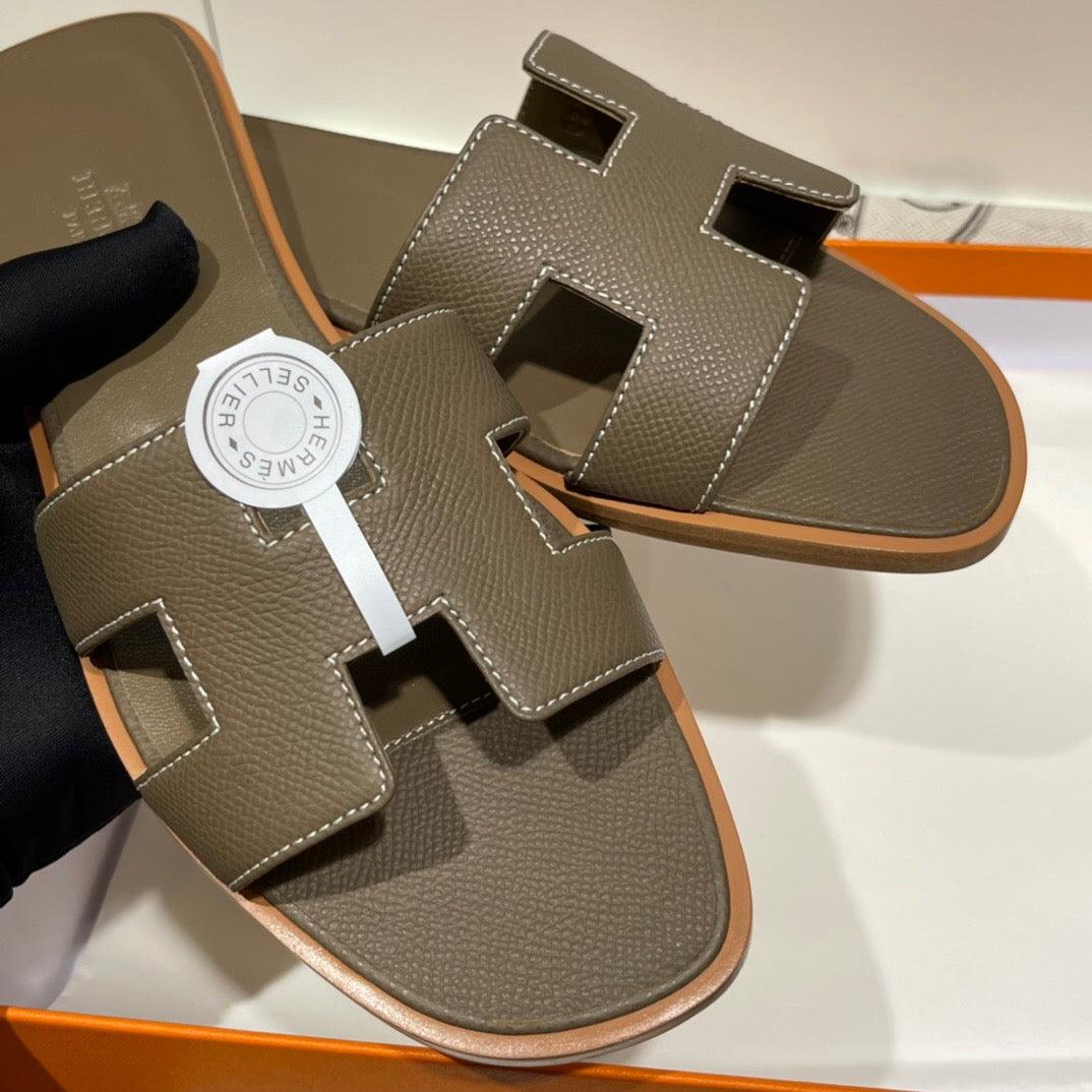 Hermès Oran Sandalet Etoupe Epsom Deri