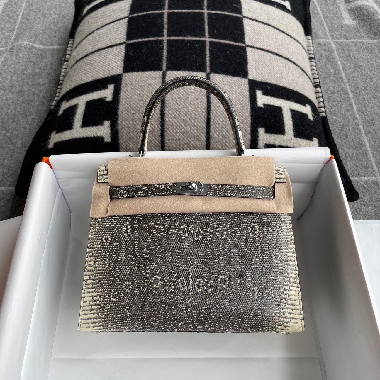 Hermès Kelly 25 Paladyum Donanımlı Lizard Deri Ombre (PHW) - Glimmer of Luxury