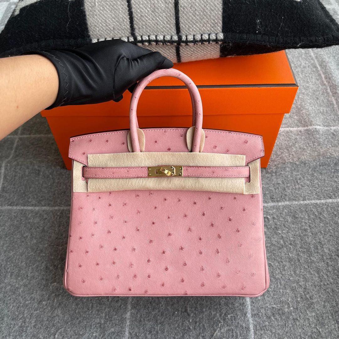 Hermès Birkin 25 Devekuşu Deri Pembe Terrakotta Altın Donanımlı (GHW) - Glimmer of Luxury