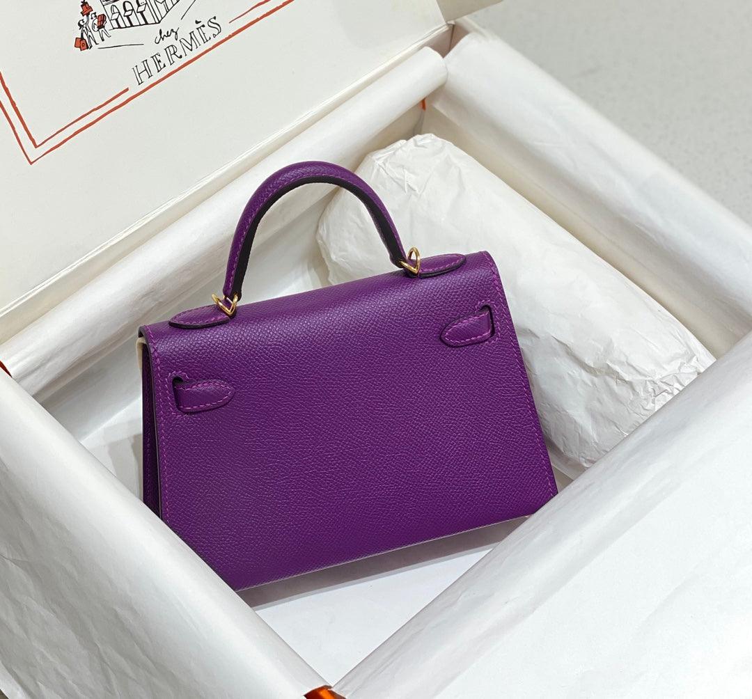 HERMES KELLY 20 MINI SELLIER ANEMONE EPSOM ALTIN DONANIM - Glimmer of Luxury