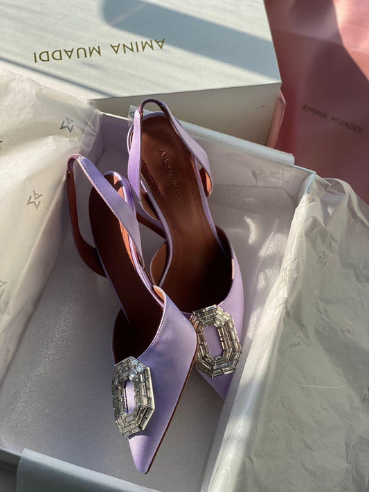 Amina Muaddi Camelia Slingback Pumps - Glimmer of Luxury