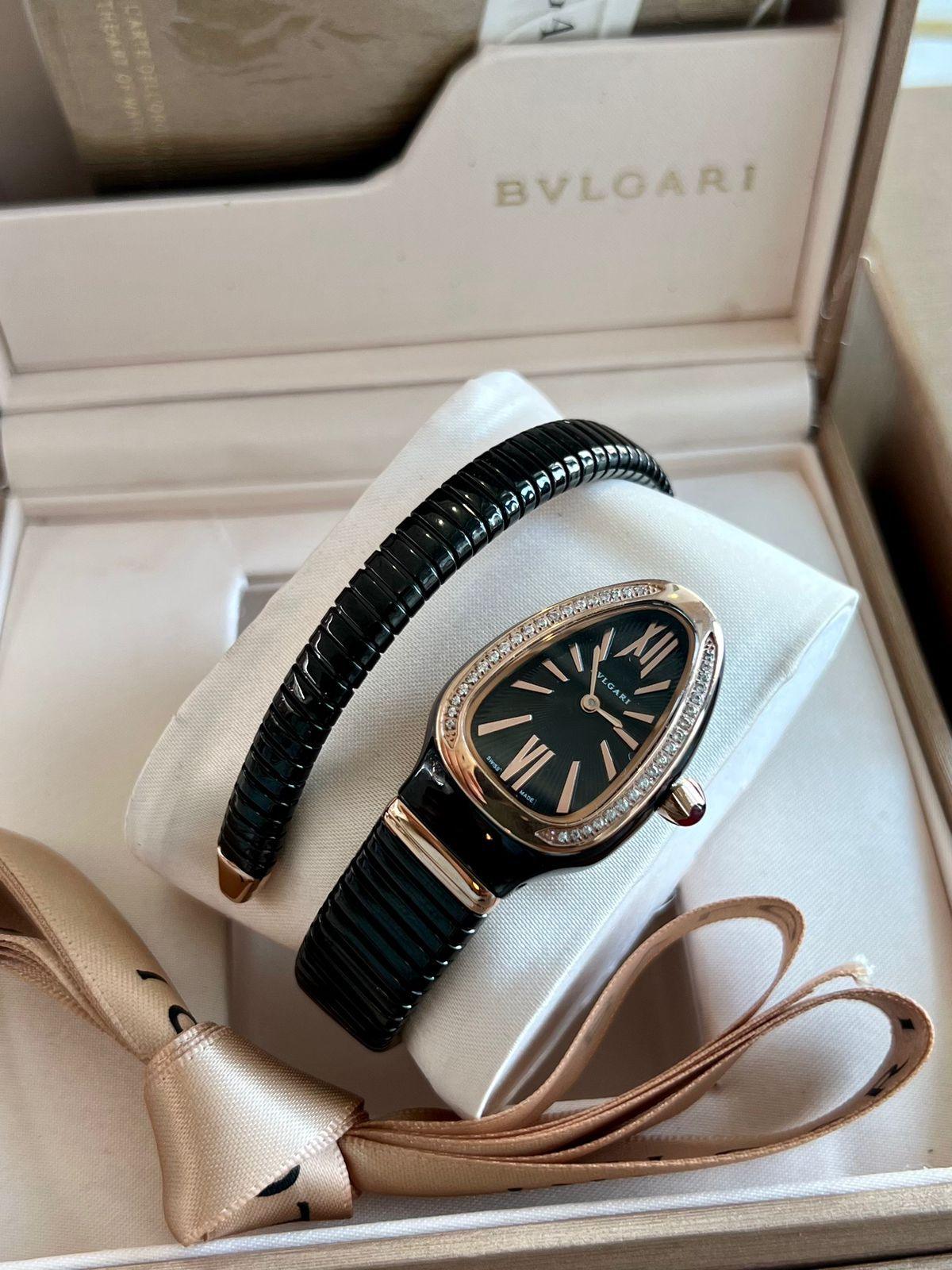 Bvlgari Paslanmaz Çelik ve Pırlanta Serpenti Saat - Glimmer of Luxury