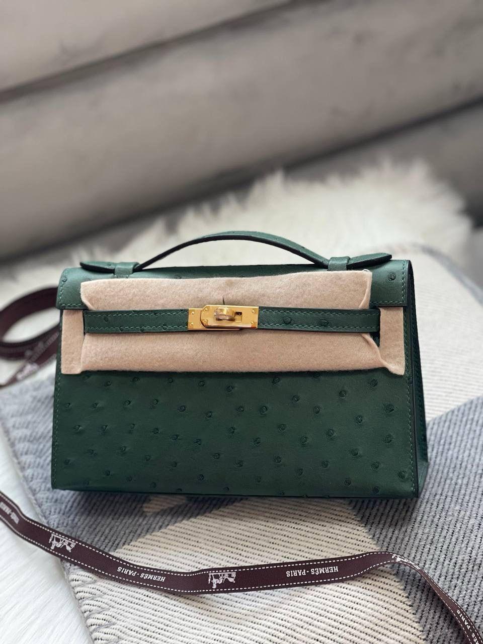 Hermes Kelly Poschette 19 Devekuşu Derisi Çanta - Glimmer of Luxury