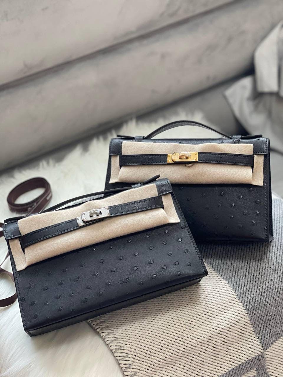 Hermes Kelly Poschette 19 Devekuşu Derisi Çanta - Glimmer of Luxury