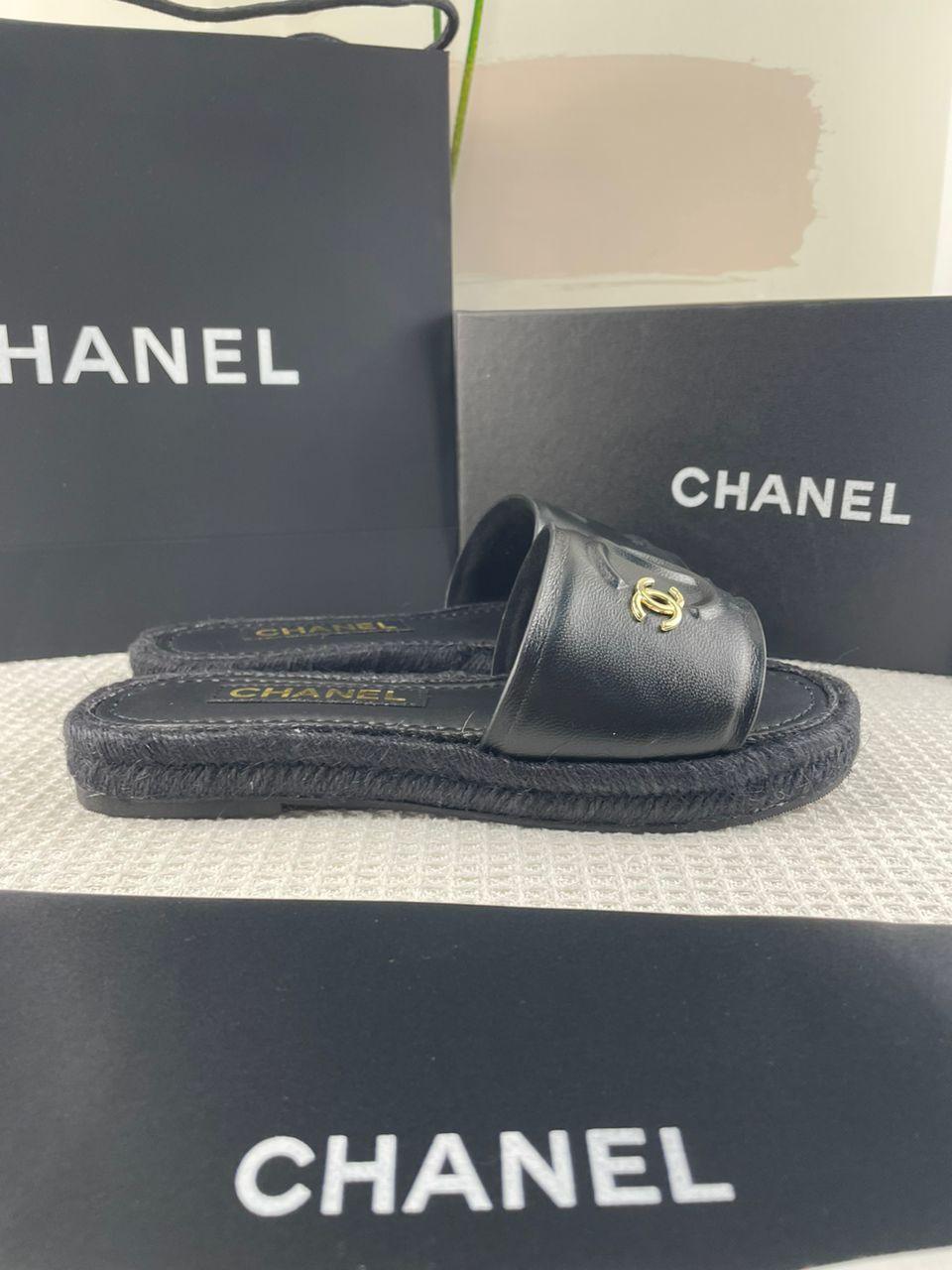 Chanel Lambskin Espadrille Mule Sandals