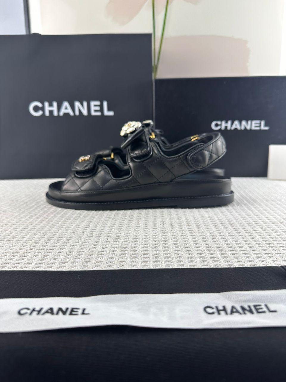 Chanel Günlük Stil Sokak Stili Sade Deri Parti Stili Sandalet