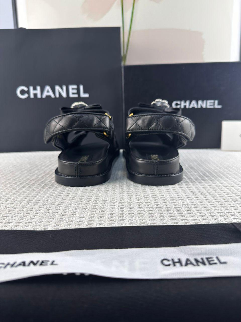 Chanel Günlük Stil Sokak Stili Sade Deri Parti Stili Sandalet