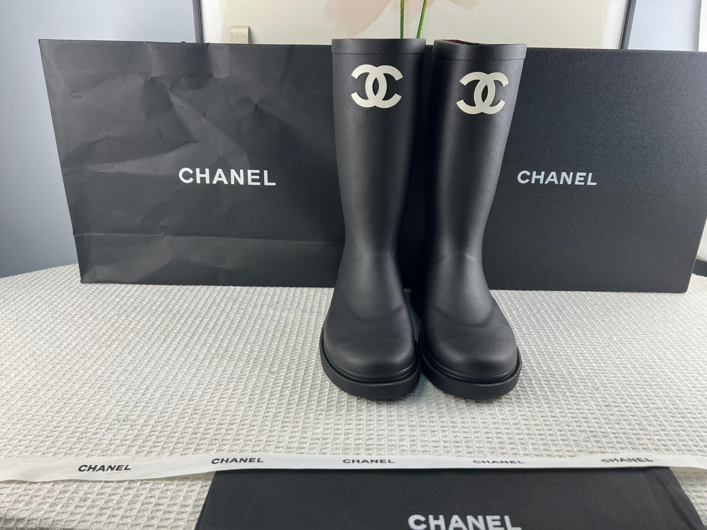 Chanel Couture-ified Wellington Boots