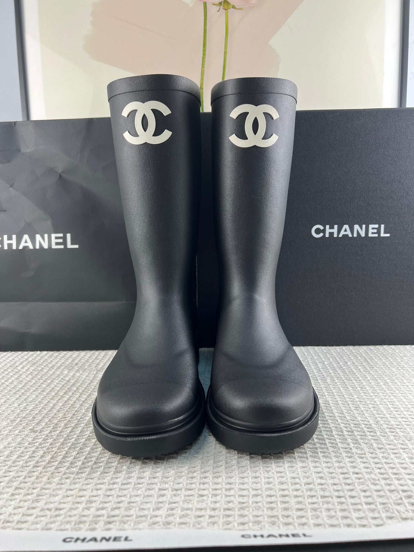 Chanel Couture-ified Wellington Boots