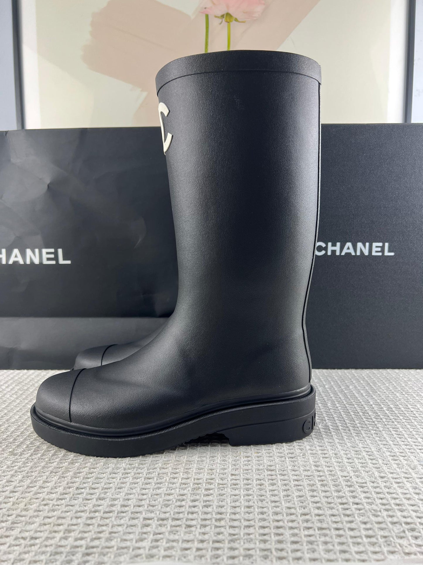 Chanel Couture-ified Wellington Boots