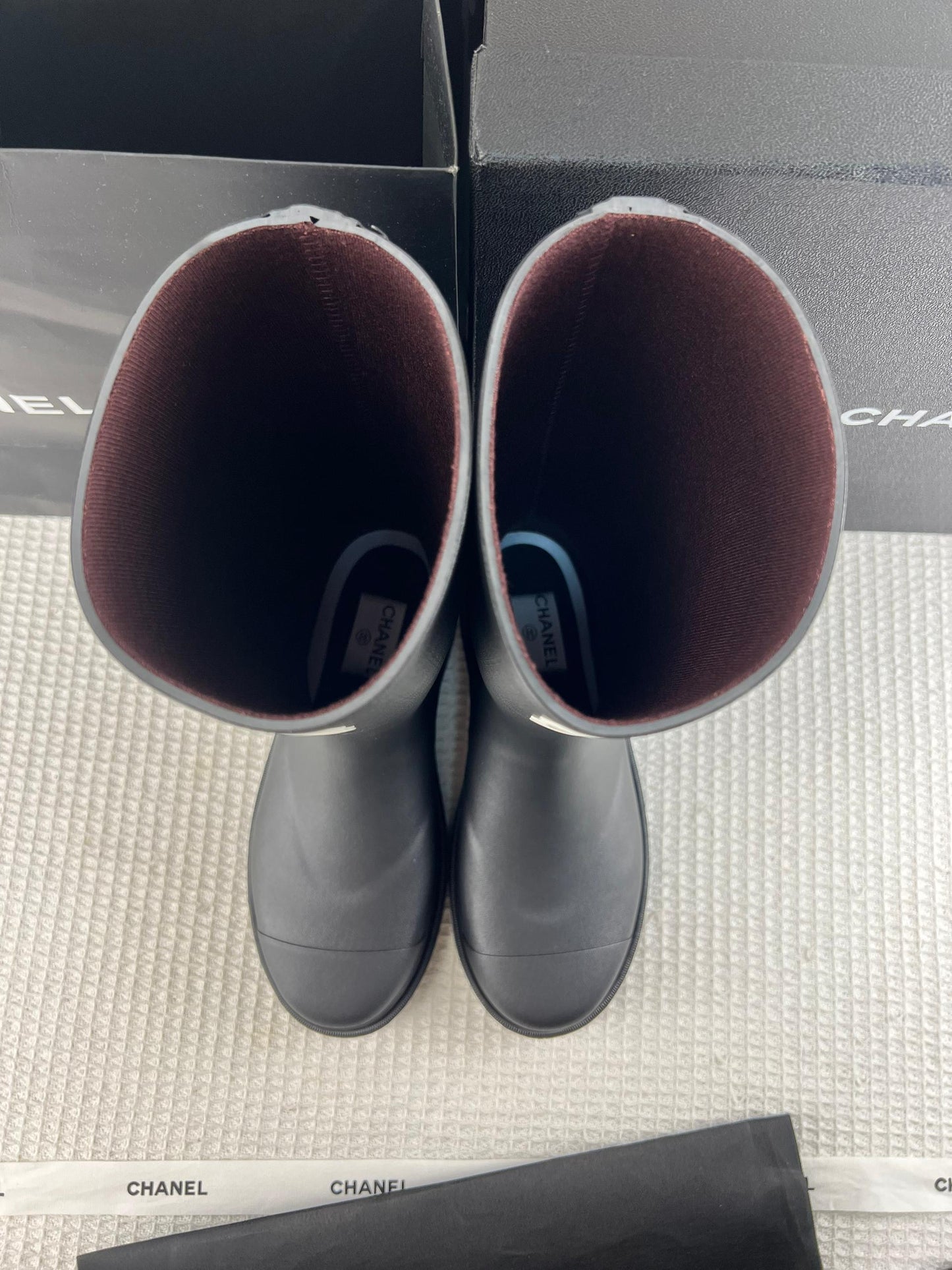 Chanel Couture-ified Wellington Boots