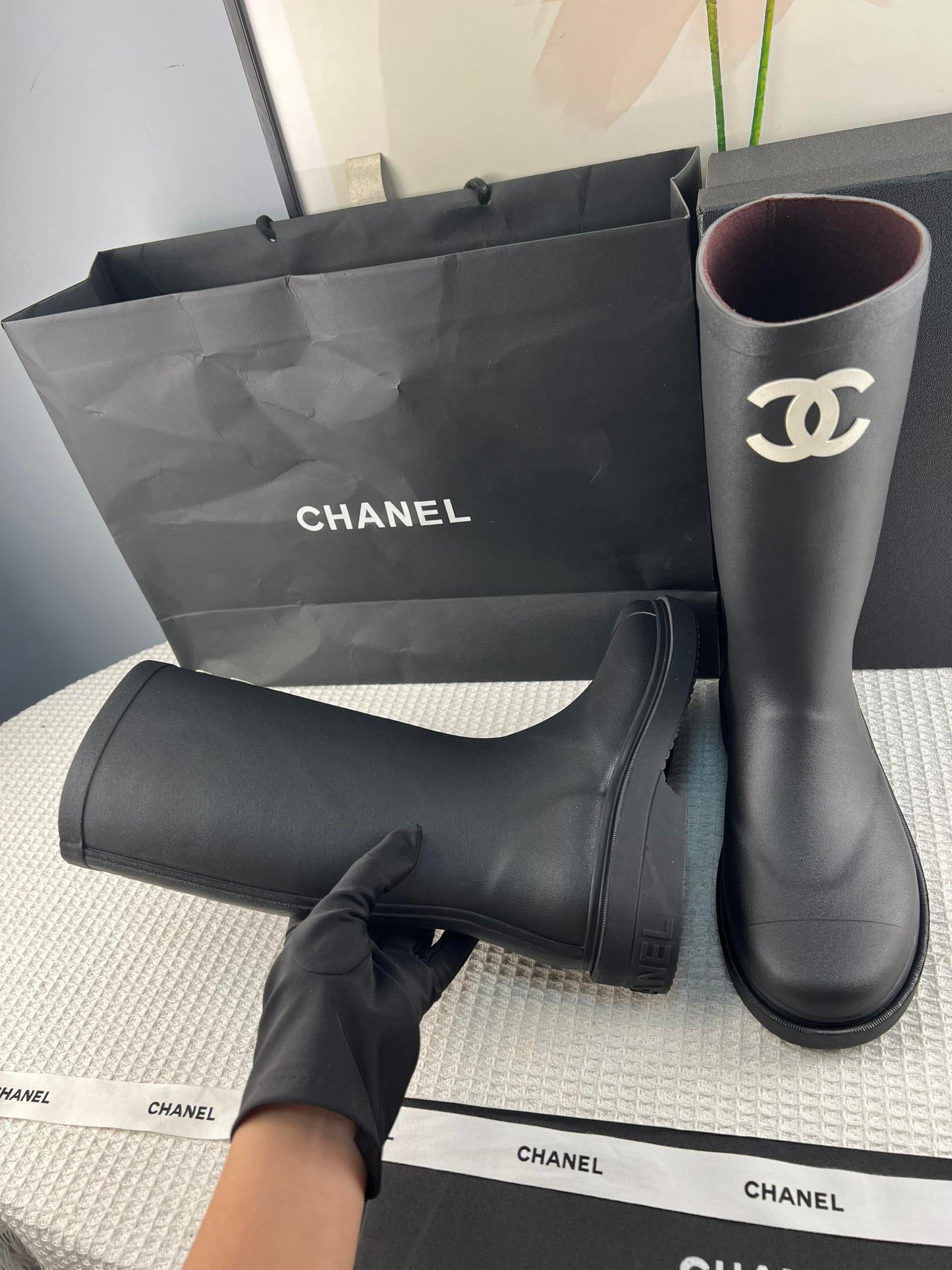 Chanel Couture-ified Wellington Boots