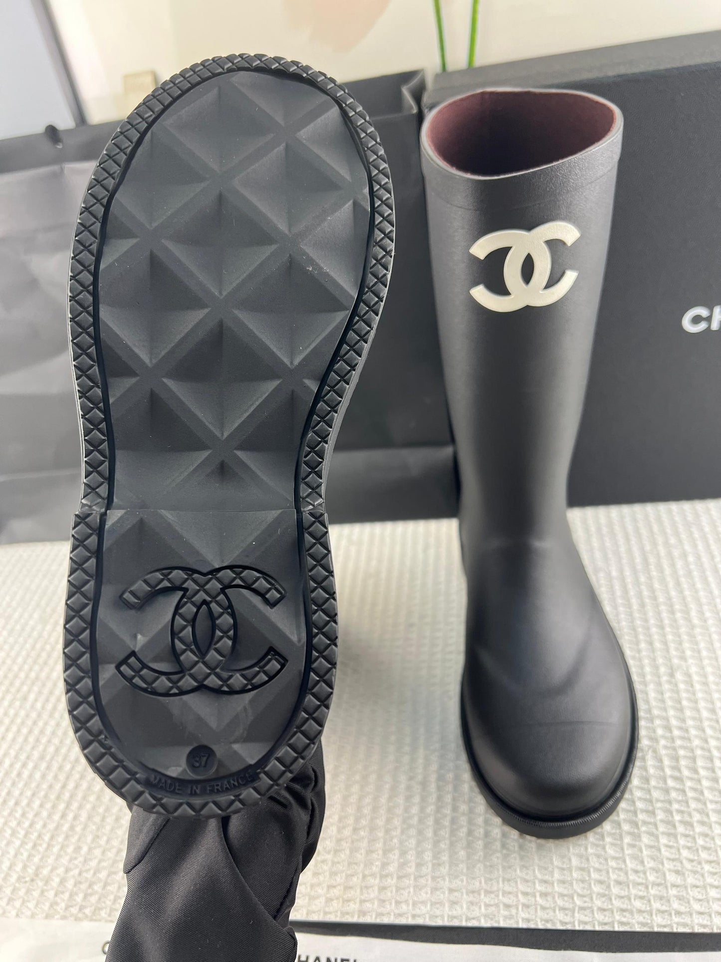 Chanel Couture-ified Wellington Boots