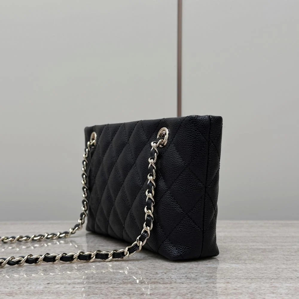 Chanel 25C Mini Zincirli Clutch Siyah Havyar LGHW