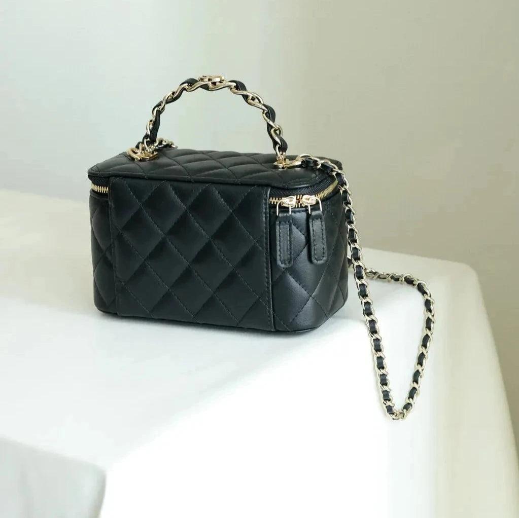 Chanel 22B Small Vanity with Top Handle in Black Lambskin AGHW