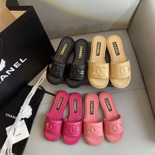 Chanel Lambskin Espadrille Mule Sandals - Glimmer of Luxury