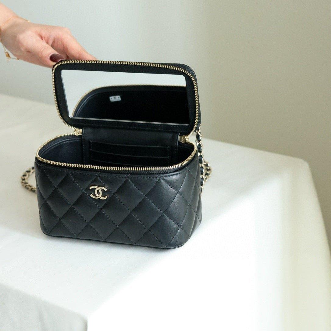 Chanel 22B Small Vanity with Top Handle in Black Lambskin AGHW