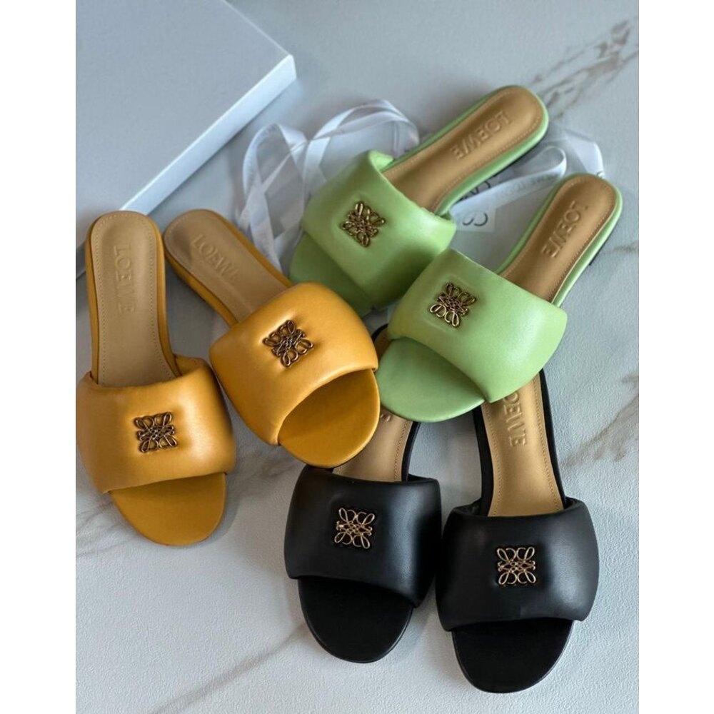 Loewe Anagram Padded Leather Sandals - Glimmer of Luxury