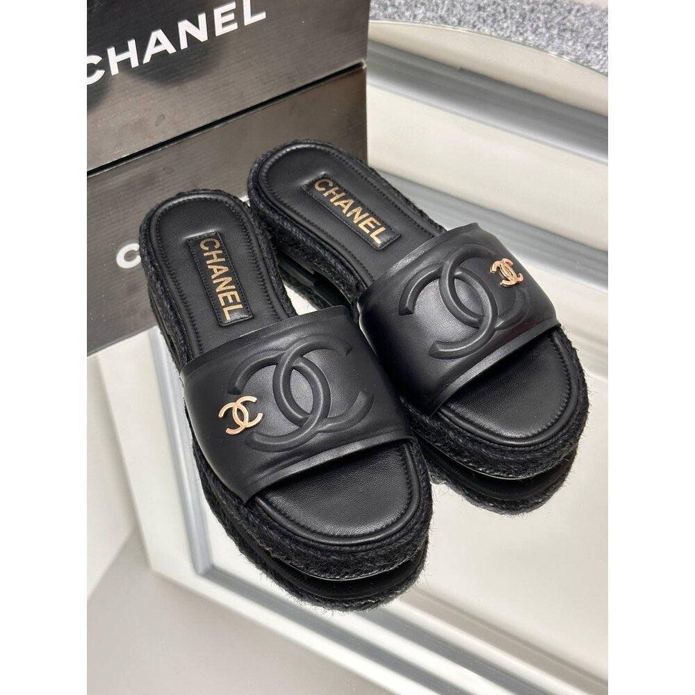 Chanel Lambskin Espadrille Mule Sandals - Glimmer of Luxury