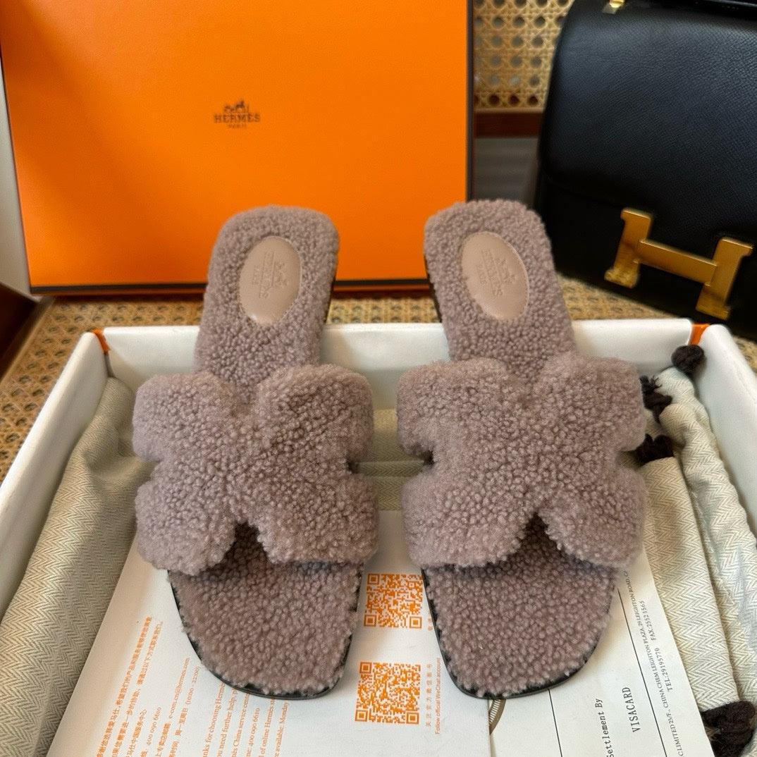 Hermès Oran Sandal Ağacı Kürk Sandalet